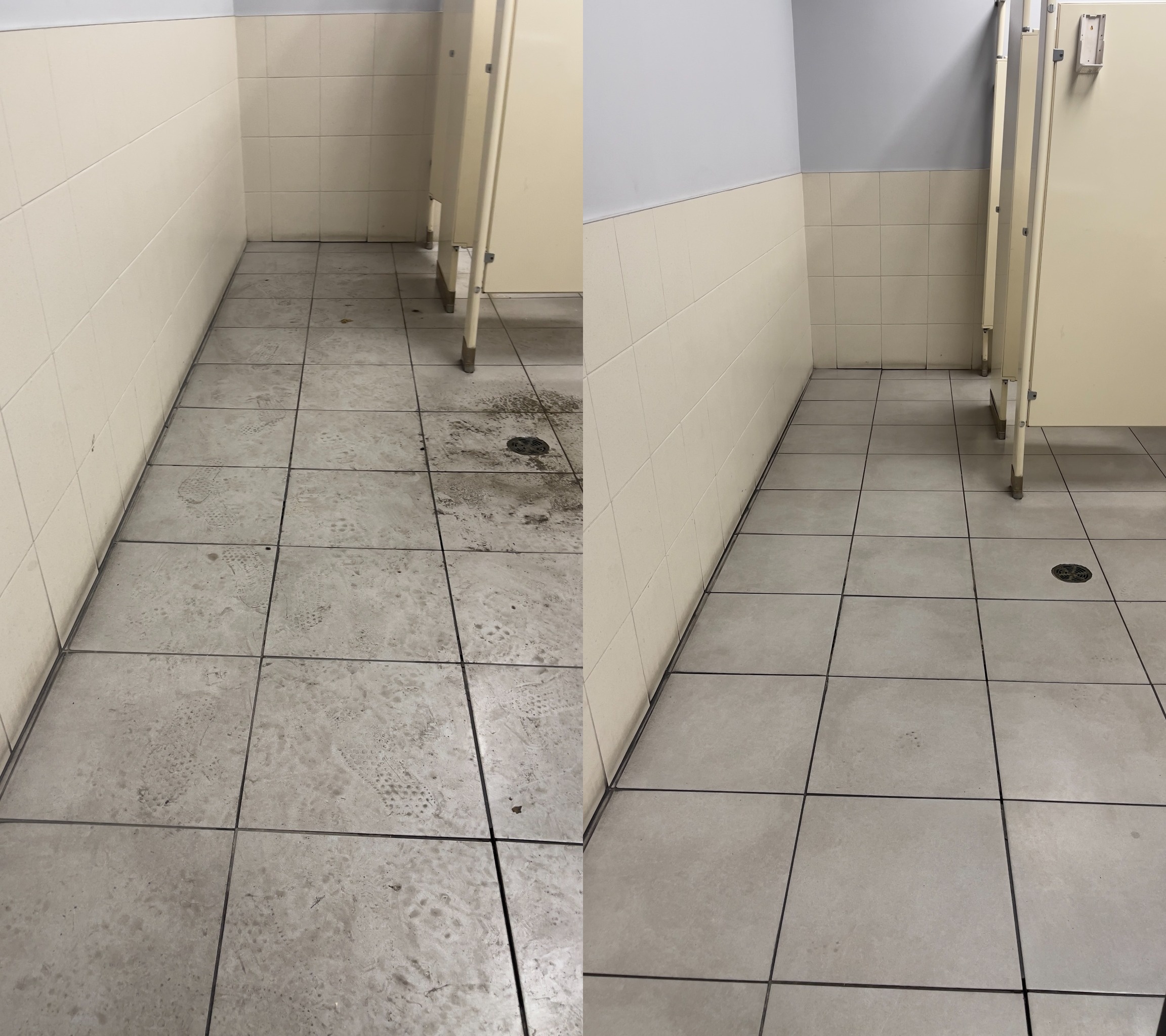 Industrial sanitation of a commercial facility — disinfected surfaces and degreased hard floors