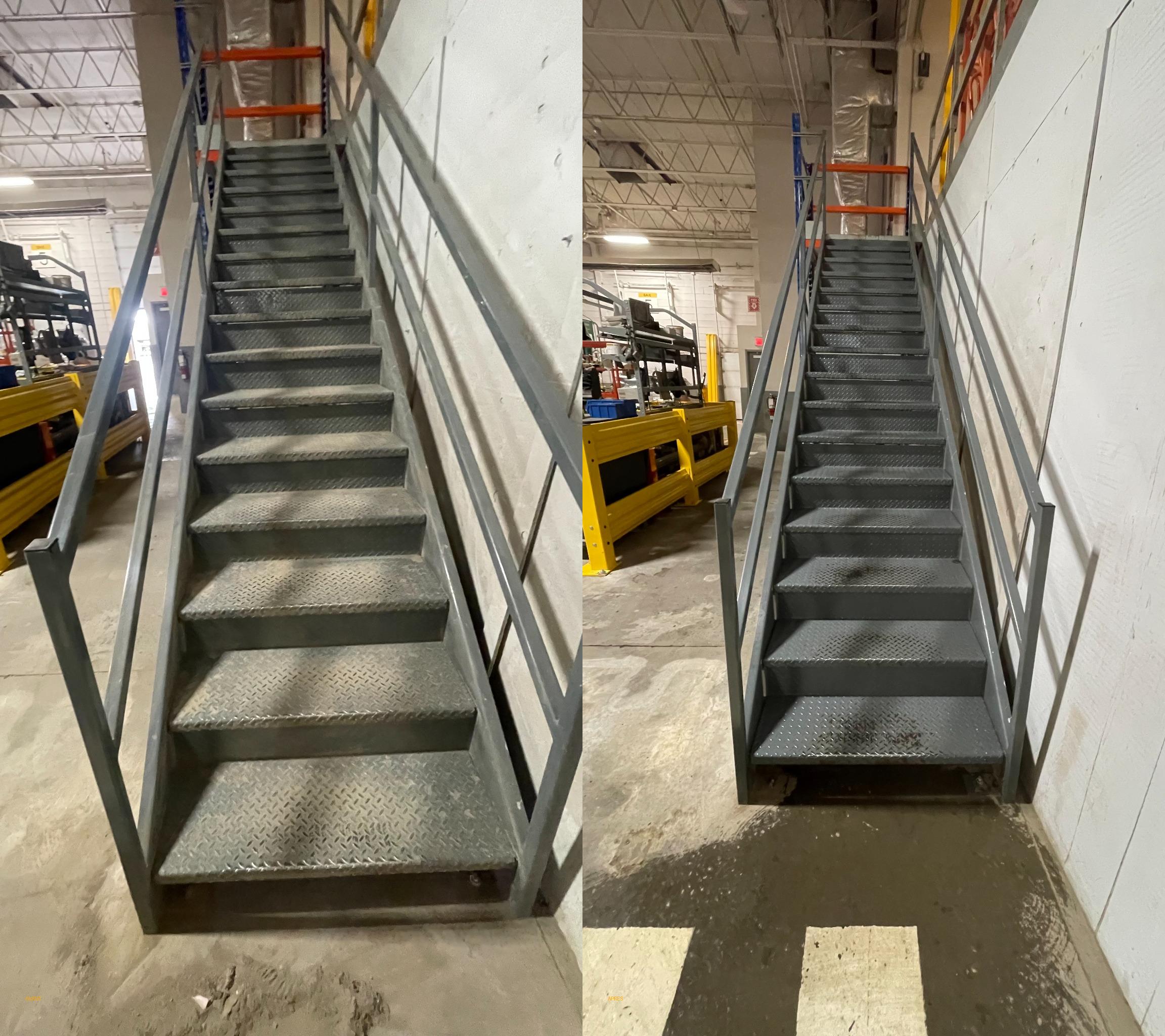 Industrial facility cleaning — warehouse floors, machinery surrounds and work zones thoroughly degreased and sanitised