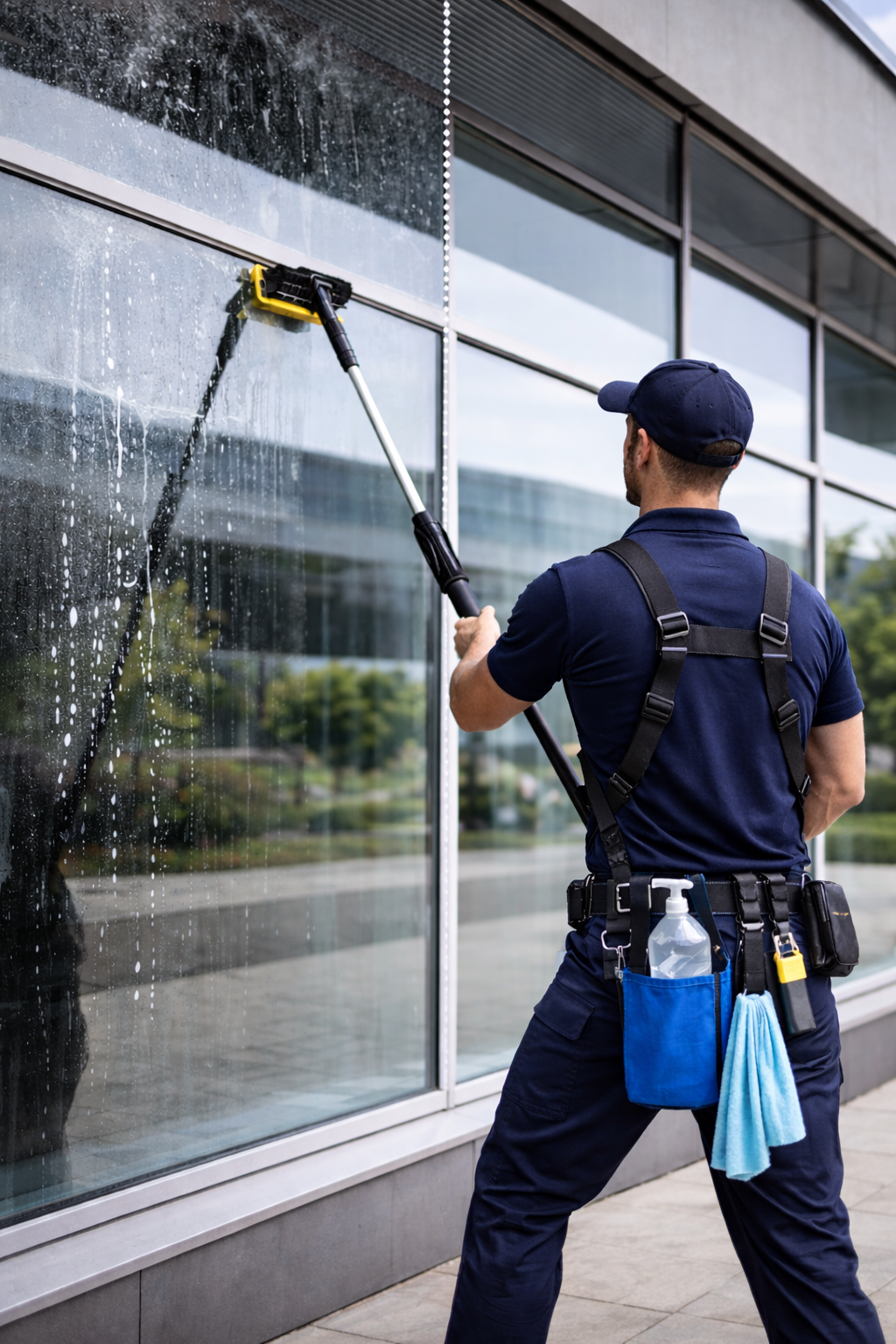 Professional window cleaning — crystal-clear glass with no streaks or residue