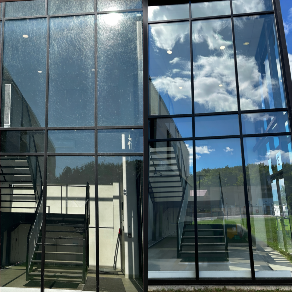 Commercial window cleaning — large glazed surfaces restored to a flawless, transparent finish